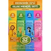 Mini Cep Islak Mendil 32'li Ekonomik Paket Aloe Veralı Alkol İ&ccedil;ermez Yumuşak Dokulu Taşınabilir Cilt Temizleme Mendili