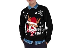 Haloumoning Jultröja, rund hals | Mjukt stickad, festliga motiv, renar, jultomten, snögubbe, mångsidig kombinerbar, skola, familj, vinter, gåva