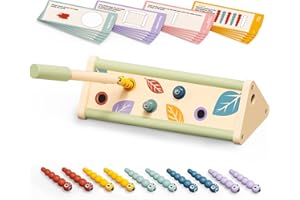 aiwo Toddler Magnetic Worm Catching Toys for Kids, Wooden Educational Montessori Preschool Toys for 2 3 4 Year Old Boys Girls Gift with 20 Question Cards