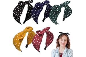 Bekecidi 5 STÜCKE Polka Dot Broad Side Bow Stirnband Einfacher Stil Haarband Haarschmuck für Frauen, Mädchen und Kinder (5 Farben)