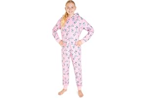 Disney Pigiama Stitch Bambina Intero - Pigiamone Stitch in Pile con Zip 2-14 Anni - Pigiami Interi con Cappuccio per Ragazza