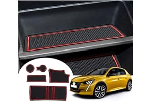 GAFAT Nouvelle Peugeot 208 2008/ e-208 e-2008 2020-2024 2025 Tapis Anti-dérapants, Peugeot 2008 2023 Tapis en Caoutchouc pour Accoudoir Console Centrale, Porte-Gobelet, Rainure de Porte (Rouge)