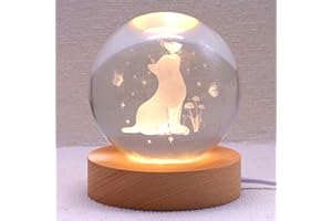 GINSSO Cat Lover Gifts for Women, 80mm Cat Figurine Crystal Ball Lamp with Wooden Base, Cat Gifts for Cat Lovers, Gifts for cat Lovers, Birthday Christmas Mothers Day Cat Gifts for Women Cat Lovers