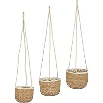 2er Set Weide Hängekörbe 29cm - Shabby Graue Blumenampeln Mit Metallkette