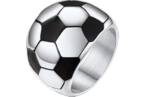 PROSTEEL Anillos Sello Futbol Balompié, Anillo Grueso Dedo Meñique Para Hombres Clubes Deportivos
