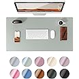 YSAGi Leather Desk Mat, Large Mouse Mat, Non-Slip Desk Pad, Waterproof PU Leather Table Protector Writing Pad for Office and Home (60 x 35 cm, Grayish Green)