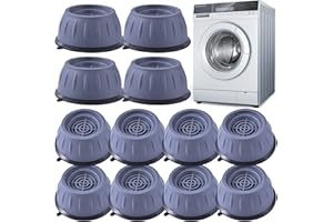Dantolo Piedini lavatrice antivibrazione, 12 pezzi piedini antivibranti per lavatrice, antivibranti per lavatrice, piedini antiscivolo per evitare rumori e scivolamenti