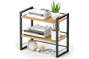 THYGIFTREE Schreibtisch Regal Organizer Aus Holz, Mini Regal Desk Shelf Aufbewahrungsregal für Schreibtisch-Bücherregal, Schreibtischregale für Schreibtischplatte und Kommode (Schwarz)