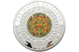 Fituenly Messico Calendario Maya Colorato Moneta D'oro Messicano Maya Calendario Azteco Profezia Cultura Commemorativa Monete Placcate in Oro Medaglia