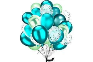 HPNPARTY 30Stück Grün Luftballon Set, 12 Zoll Metallic Chrom Grün Weiß Konfetti Ballons Rosa und rosagold Helium ballon Latex,für Kinder Geburtstag, Hochzeit, Babyparty, Dekoration