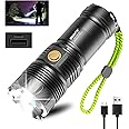 KRLZ Torches LED Super Bright,Powerful Rechargeable Torch 20000 Lumens XHP70.2 Tactical LED Flashlight,4 Light Modes,Waterproof Zoomable USB Hand Torch for Walking Camping Emergency Gifts