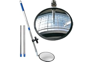 Under Vehicle Inspection Mirror - 9-Inch Convex Security Mirror with Extendable Pole and LED Light by Global Care Market®
