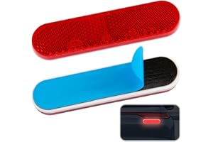 KEYQUEEN 2 pièces 90 x 20 x 8 mm Moto vélo Homologué E4 Catadioptre Arrière Rouges Autocollant Réflecteur, Auto-adhésif Oeil de Chat Universel Multifonctionnel Mini Reflecteur pour Bicyclette Scooters Moto