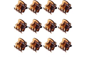 Lansonee 12 Pcs Mini Hair Clips Plastic Hair Accessories Clips Hair Claws Pins Clamps for Girls, Women (Brown)