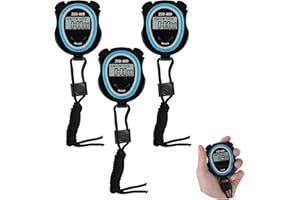 VOKMON Stopwatch, 3 Pieces Digital Stop Watch Timer, Sports Timer Stopwatches Multipack, Digital Sport Stopwatch Timer, 12/24 Hour Clock Calendar With Alarm Timer, Batteries Included