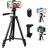 Phone Tripod Stand,42-Inch Extendable Lightweight Aluminum Tripod for Iphone/Android/Gopro/DSLR Camera Tripod with Phone Moun