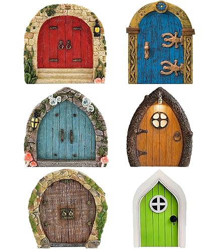 MplehDa Miniatuur feeën-tuindeur, feeëndeur en ramen voor bomen, vintage sprookjesgeheim plantenhuis, Glow in the Dark feeëndeur voor boomstam