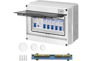 CHENGPI Surface-Mounted Fuse Box IP65, Surface-Mounted Distributor Small Distribution, Distribution Box for Home/Office/Shopping Mall, Circuit Breaker 63A, Air Switch +2 x 10A + 16A + 20A + 32A/8