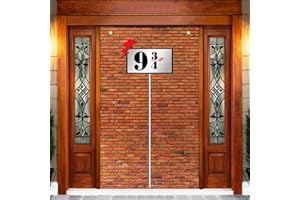 Aurasky 9 e 3/4 Cross Station, Cartello con Numero Sfondo Muro di Mattoni Marrone, King's Cross Station Decorazione per Feste a Tema Magia