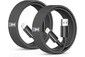 ANSSAN iPhone Charging Cable 2 m, 2 Pack, [Apple MFi Certified] USB Lightning Cable Nylon iPhone Cable, Black iPhone Fast Charging Cable USB to Lightning Charging Cable for iPhone 14/13/12/11/X/8/7/6/SE
