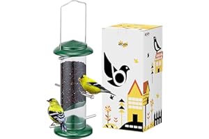 iBorn Metal Niger Seed Bird Feeder,Bird Feeders Hanging,Bird Seed feeder for Goldfinch,Bird Feeders for Small Birds,20 CM/8 Inch,Green