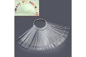 Mofun Nail Colour Display Tips, Transparent Fake Nail Art Tips Swatch, Pop Sticks, Clear Nail Samples Stickers for Nail Gel Polish Practice Salon Nail Display DIY (Pack of 50 PCS)