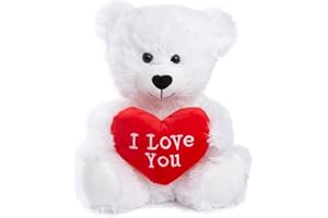 abeec Plush White Valentines Day I Love You Bear - I Love You Teddy - Gifts For Her - Perfect Valentines Gifts Birthday Gifts For Girlfriend