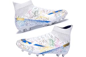 HESBITEUL Big Kids Soccer Shoes Unisex Academy Indoor Outdoor Football Turf Durable Rubber Shoes TPU Outsole for Adult Ankle Cleats