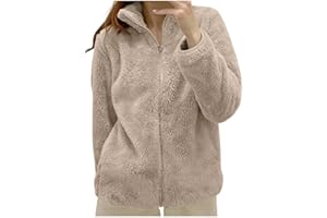 YEKDMXOP Felpa Donna Pile Invernale Caldo con Cerniera Giacca da Camera Donna Invernale Corta Pile Senza Cappuccio Giacche Invernale con Pile Tinta Unita Cappotto In Peluche Sherpa Giubbotto Fleece Comoda