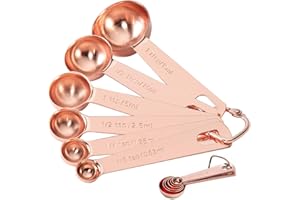 ESIE HOUZIE 6 Pcs Measuring Spoons Set- Stainless Steel Measuring Spoons Includes 1/8 TSP, 1/4 TSP, 1/2 TSP, 1 TSP, 1/2 tbsp, 1 tbsp for Measuring Liquid & Dry Ingredients Spice (Rose Gold)