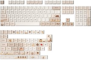 YUNZII Boba Dye Sub PBT Lot de 154 touches complètes personnalisées par sublimation avec extracteur de touche pour clavier mécanique Profil Cherry (profil cerise, boba)