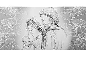 oggettando QUADRO Sacra Famiglia/Shabby su tela con decoro a mano Arredo soggiorno salotto camera da letto cucina ufficio bar ristorante Regalo utili, originali ed economic. (Silver, 120x60cm)