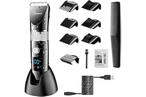 Hatteker Haarschneider Professioneller elektrischer Bartschneider mit LCD-Display Drahtloser USB-Akku Wasserdicht