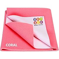 BeyBee Bed Protector Sheet (Small (50cm X 70cm), Salmon Rose)