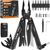 BIBURY Pliers Multitool, Stainless Steel Multipurpose Knife with Scissors and Screwdriver Set, Portable Folding Pliers for Ou