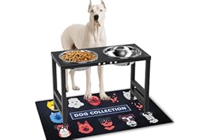 ADENGL Erhöhter Futternapf aus Metall für große Hunde, erhöhter Hundenapf, Ständer mit spritzsicherer Matte und 2000 ml Hundenapf, Futter- und Wassernäpfe, 40,6 cm hoch, Futterspender für extra große