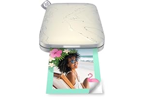 HP Sprocket Impresora fotográfica instantánea portátil de 5.8x8.7 cm, Imprima imágenes en papel adhesivo ZINK desde sus dispositivos iOS y Android, Blanco