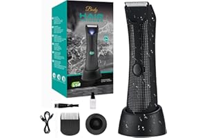 GENTLEMEN'S BARBER SHOP LARGNER HAIRCUTS&SHAVES Body Hair Trimmer Men - Pubic Hair Trimmer with Ceramic Blade Heads, Ball Shaver for Private Parts with LED Light & Display, Body Shavers Groomer IPX7 Waterproof for Wet/Dry Use