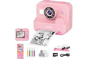 ASTGMI Sofortbildkamera Kinder Mit Selfie,kinderkamera 1080P HD Sofortdruck von Fotos,Geburtstagsgeschenk Weihnachten 5Geschenk Spielzeug ab 3 4 5 6 8 7 9 10 11 Jahre Mädchen Jungen (Rosa)