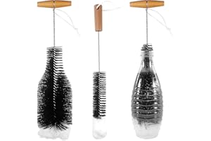 Chiluxendo 2 Piezas Cepillo de Limpieza Largo 2 tamaño, Limpiador de Botellas con Pompón de Peluche Suave, Cepillos Limpia Botella de Cristal, para Biberones, Vidrio, Pajita, Termo y Varios Recipiente