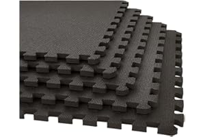 BURAKH Interlocking EVA Foam Floor Mats – 60x60cm Soft Exercise Tiles for Gym, Home, Garage, Yoga, Kids Playroom – Protective, Non-Slip Puzzle Mats for Workouts & Weights (Black Dot, 8 Mats (32sq.ft))