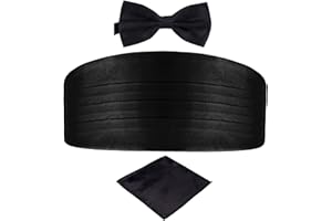 DonDon set di 3 pezzi da uomo, contenente fascia da smoking, papillon e fazzoletto da taschino, tutti dello stesso colore per occasioni festive