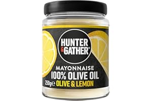 Hunter & Gather Mayonesa de Aceite de Oliva con Oliva y Limón 250g | Hecha con Yema de Huevo Campero Británico | Mayonesa Paleo, Keto, Libre de Azúcar y Gluten | Libre de Saborizantes Artificiales