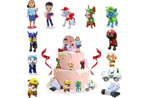LUKIUP 12 Stück Paw Patrol Tortendeko 3D Paw Patrol Figuren Kindergeburtstag Cake Toppers Paw Patrol Tortenfiguren Deko Für Mädchen Junge Happy Birthday Cake Topper
