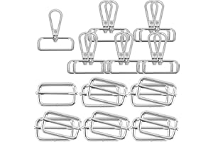 VINFUTUR 20 Pieces 38mm Metal Buckles Swivel Snap Hooks + Rectangle Adjuster Tri Glide Slide Buckles 38mm for DIY Handbag Backpack Dog Collars Hardware Making Supplies