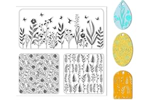 CHGCRAFT Feuille de Texture D'Argile Polymère Feuilles et Fleurs Tapis de Texture D'Argile Tampon de Textures Florale Outils de Boucles D'Oreilles en Argile Polymère Tapis