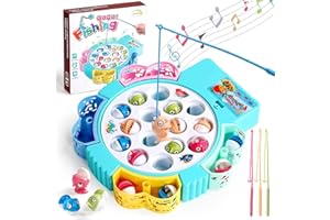 yoptote Juego de Pesca de Mesa Juguete Musical Educativo Regalos Halloween Peces Rotativos Coloridos Juguetes Eléctricos para Niños Niñas 3 4 5 Años