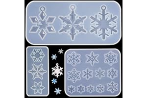 Patelai 3 Moules en Silicone de Flocon de Neige, Moules en Résine de Noël de Différentes Tailles pour Résine Époxy, Ornement de Noël Moules en Résine pour DIY Décoration de Noël Moule de Pendentif