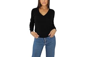 Win's Pull Femme Col en V en Cachemire, Fabriqué en Italie