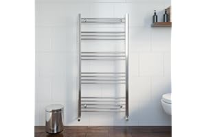 DuraTherm® 1200 x 600mm Flat Straight Heated Towel Rail Radiator Modern Central Heating Bathroom Warmer Wall Mounted Ladder Rad, Polished Chrome